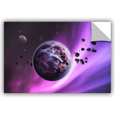 an image of the planets in space with rocks and stars around it wall mural print