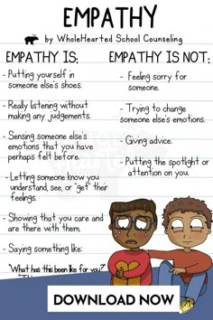 a poster with the words empathty and an image of two children