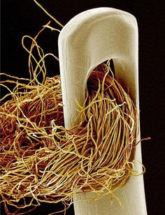 a close up of a white chair with yellow rope on it's back end