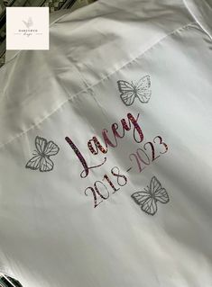 LEAVERS SHIRTS  Perfect keepsake for your leavers day!  Personalised to your specifications!  Choose from a variety of colours Please choose from the 2 options - Size - Colour All shirts are short sleeved & come with 3 silver glitter butterflies 🦋  SHIPPING & PROCESSING  All orders are dispatched within 2 working days. Via Royal Mail First Class  RETURNS & REFUNDS We do not accept returns on personalised items unless faulty. Leavers Shirt Designs Butterfly, Leavers Shirt Butterfly, Butterfly Leavers Shirt, Leavers Shirt Designs 2019-2024, Leaves Shirt Design School, Leavers Shirt Designs Glitter, Levers School Shirt Design, Leavers Shirt Inspo Uk, Pink Leavers Shirt