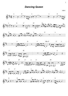 sheet music with the words dancing queen on it