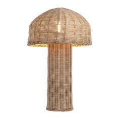 a wicker lamp on a white background