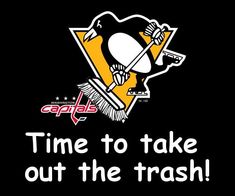 an image of a hockey logo with the words time to take out the trash