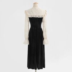 Style: commuting Size: s, m, l, XL Color: Black Skirt Stitching, Velvet Dress, Lace Skirt, Victorian Dress, Fashion Inspo, Two Piece, Stitching, Velvet, Couture