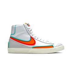 “Infinite Kumquat” White Orange Pink And Blue Nike Blazer Retro White Color Block Sneakers, White Color Block Sneakers For Spring, Orange Nike Shoes, Nike Inspiration, Neon Shoes, Noah Kahan, Preppy Shoes, Preppy Clothes, Cute Nike Shoes