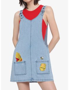 Disney Winnie The Pooh Embroidered Denim Skirtall Blue Jean Overalls, Disney Kitchen, Disney Inspired Outfits, Her Universe, Disney Food Blog, Disney Dresses, Disney Food, Disney Winnie The Pooh, Embroidered Denim