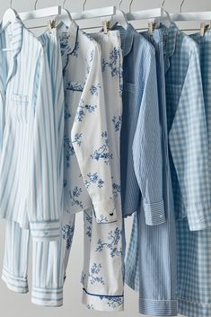 These heritage prints are bestsellers for a reason. Flat Lay Photography Clothing, Sleepwear Aesthetic, Feminine Loungewear, Wildflower Home, Elegant Sleepwear, Blue Pajamas, Classic Pajamas