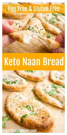 the keto naan bread has been cut into pieces