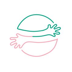 a drawing of a hat on top of a white background with pink and green lines