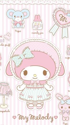 Wallpaper My Melody Fanart, My Melody Poster, Cinnamon Roll My Melody, Melody Poster, Mymelody And Kuromi, Hello Kitty Cinnamon Roll, My Melody Wallpapers, Hello Kitty Wallpaper Hd