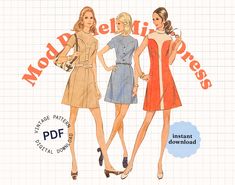 three women in dresses with the words moddelfit dress on them and an image of