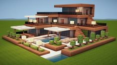 an image of a modern house in minecraft