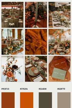 an orange and brown wedding color scheme