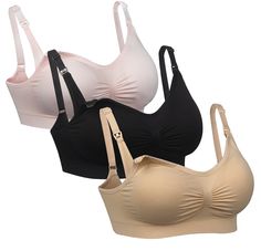 iLoveSIA 3pack Nursing Bra Nude+Black+Light Pink Size M Fit 34BC 32C 30D 30DD 36A 38A 40AA Best Nursing Bras, Bra Size Calculator, Maternity Sleepwear, Free Bra, Women Nurse, Everyday Bra, Maternity Nursing, Nursing Bra