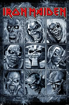 the cover art for iron maiden's album, which features images of demonic faces