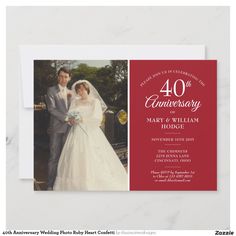 an anniversary card with the image of a bride and groom