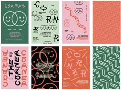 six posters with different designs on them, each featuring an image of the same pattern