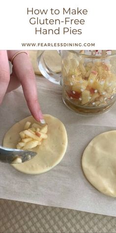 someone is making homemade gluten - free hand pies with apples in the background