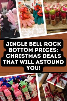 various christmas gifts are shown with the words, jingle bell rock bottom prices christmas specials that will