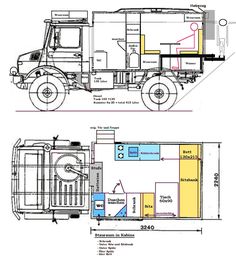 an image of a drawing of a truck with its door open and the floor plan