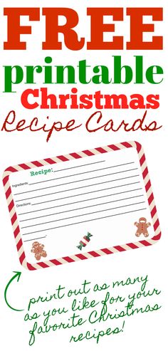 free printable christmas recipe cards