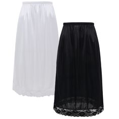 PRICES MAY VARY. Comfortable Fabric: 2 Pcs in a set. Made of thick smooth polyester + spandex blend fabric, with lace trim on the buttom. Different Size: S - Waist 25"-28", Length 29"; M - Waist 27"-30", Length 29"; L - Waist 28"-33", Length 29"; XL - Waist 30"-35", Length 29"; XXL - Waist 32"-38", Length 29". Exquisite Design: Our underskirt is sewed with elegant lace trim on the bottom. Nice A-line skirt design allows a large range of movement, and suitable for most women's bodies. Various Occ Evening Long Dress, Skirt Extender, Dress Extender, Jasmine Dress, Slip Shorts, Half Slip, Under Dress, Satin Skirt, Skirt Design