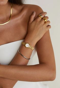 Isobel Watch | White – CENDRÉ 90s Watch, White Jewellery, Gold Watches Women, Watch Trends, Gold Coast Australia, White Watch