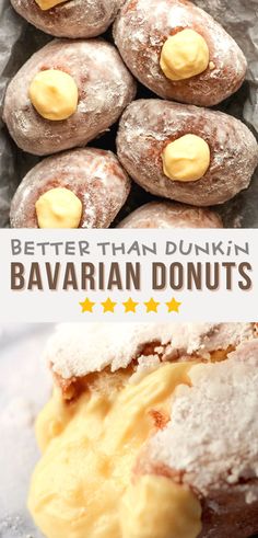 Bavarian cream donut recipe Bavarian Creme Donut Recipe, Dunkin Doughnuts Recipe, Cookie And Cream Donut, Bavarian Cream Cupcakes, Best Doughnuts Recipe, Filled Doughnuts Recipe, Jam And Cream Donut Recipe, Baked Boston Cream Donut Recipe