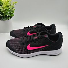 Brand New Without Box Nike Downshifter 9 Womens Black And Pink Sneakers. Comes From Smoke Free Home. Will Be Packaged Carefully And Shipped Quickly. Size 6y = Women's Size 7.5 Size 6.5y = Women's Size 8 Size 7y = Women's Size 8.5 Nike Airmax 2090, Black Nike Running Shoes, Nike Vista Lite, Pink And Black Nikes, Track Shoes, Nike Tennis Shoes, Nike Id, Nike Metcon, Nike Air Zoom Pegasus