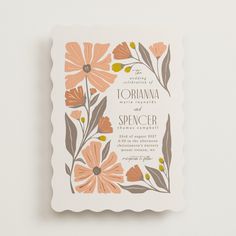 an orange and brown floral wedding card on a white background with the words,'something to