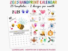 two calendars with handprint designs on them