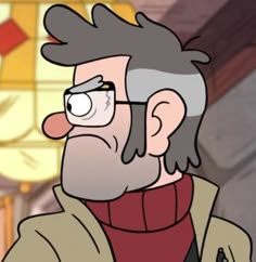 an animated man with glasses and a beard