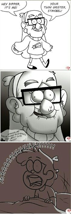 two cartoon pictures one with glasses and the other with an angry expression