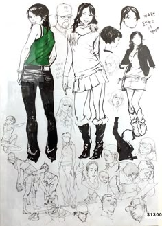 a drawing of some people standing in front of each other