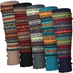 PRICES MAY VARY. Sufficient with Your Needs: you will receive 5 pairs of winter leg warmers in 5 colors, you can mix and match them with various outfits, providing a stylish accessory that keeps you warm in winter, and you also can share them with your friend or family to show your care Made for Comfortable: our winter long leg warmers are made with 35% wool and 65% acrylic, soft and long lasting; They are not easy to deform, ensuring long lasting wear and retaining their shape and color after m Bohemian Style Winter, Winter Leg Warmers, Boho Socks, Long Leg Warmers, Bohemian Style Design, Thrifting Ideas, Boho Outfit Ideas, Lightning Thief, Crochet Leg Warmers