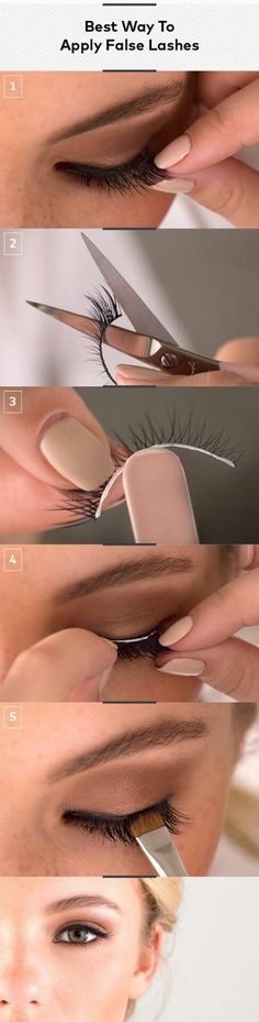 Apply false lashes lashes Doe Eyes Make Up, Fake Eyelashes Applying, Eyeliner Glitter, Eyeliner Tips, Drag Make-up, Best Makeup Tutorials, Beauty Make-up, Makeup Tutorial For Beginners, Makeup Game