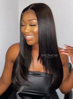 Long Layered Yaki Straight Natural Color Lace Front Wig - buki004 Virgin Hair Wigs, Artistic Hair, Hair Length, Black Natural Hairstyles