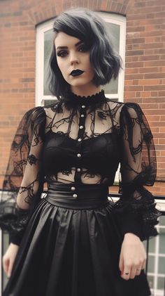 Goth Easter Outfits, Metal Core Outfit, Romantic Goth Style, Goth Spring Outfits, Witchy Outfit Ideas, Glam Goth Fashion, Bowl Of Candy, Vintage Halloween Costumes