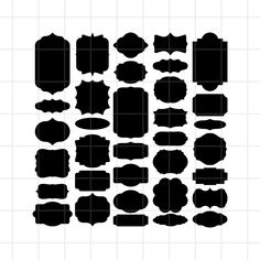 the silhouettes of different shapes and sizes are shown in black on a white background