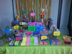 a table topped with lots of candy and candies