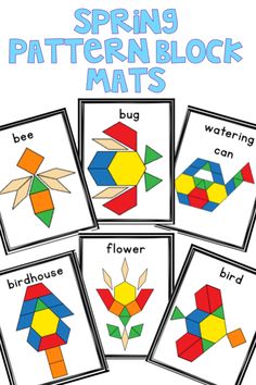 printable spring pattern block mats for kids