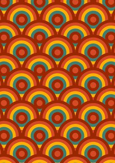 an orange and blue pattern with circles on the bottom, which are also in different colors