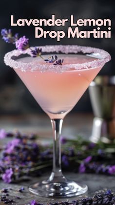 Lavender Lemon Drop Martini Lavender Patch Martini, Lavender Lemondrop Martini, Lavender Lemon Drop Martini Recipe, Lavender Lemon Drop Cocktail, Lavender Martini Recipe, Lavender Lemon Drop Martini, Flavored Martini Recipes, Fancy Martinis, Craft Cocktails Recipes