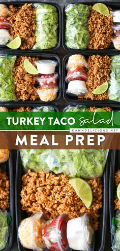 TURKEY TACO SALAD MEAL PREP, taco tuesdays, meal prep ideas Turkey Taco Salad, Turkey Taco, Salad Meal Prep, Healthy Lunch Meal Prep, Dinner Meal Prep, Work Meals, Easy Healthy Meal Prep, Prepped Lunches, Meal Prep Bowls