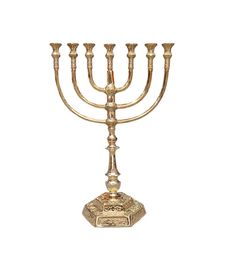 a golden menorah with five candles on it