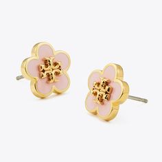 In bloom. The Kira Enamel Flower Stud Earring is made of colorful enamel set on 18K-gold-plated brass or silver-tone plating. Pair with the matching necklace and bracelet for a matching set. Made for pierced ears. Locket Earrings, Gold Orchid, Tory Burch Earrings, Tory Burch Kira, Nickel Free Earrings, Flower Stud Earrings, Flower Stud, Enamel Flower, Diamond Shop