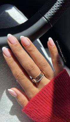 Pretty French Tips, French Nail Ombre, Engagement Shoot Nails, Subtle French Manicure, Fun French Nails, Nail Shapes For Chubby Fingers, Concert Nails, Summer Gel Nails, Short Almond Nails