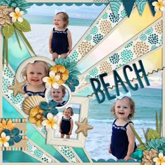 Summer Scrapbook Layouts, Beach Scrapbook, Bridal Shower Scrapbook, Beach Scrapbook Layouts, Beach Memories, Cruise Scrapbook, Scrapbook Design Layout, Vacation Scrapbook, Simple Scrapbook