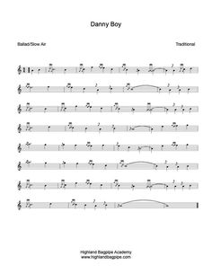 Danny Boy Bagpipe Sheet Music - Learn to play bagpipe tune Danny Boy Danny Boy, Folk Instruments