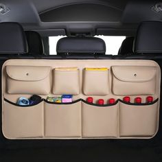 the back seat pocket is filled with compartments for items to be packed in and out